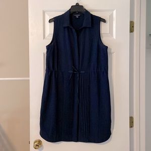 Navy Blue - Button Front Sleeveless Dress